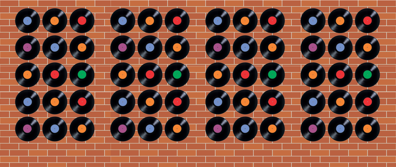 Concept illustration of the 50s diner record wall