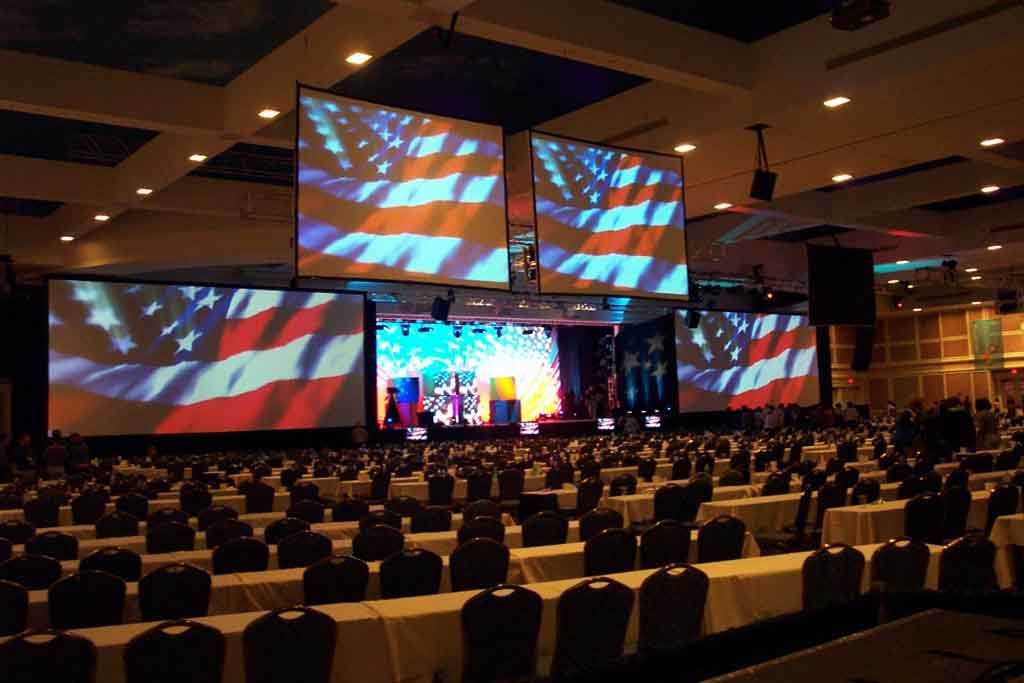 Installed stage set at an event